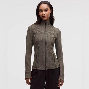 Lululemon Athletica Women’s Size 12 Gray Herringbone Full Zip Jacket Thumbholes